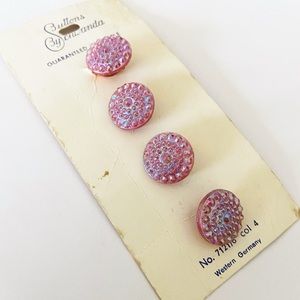 Vintage iridescent pink purple button set on original card- West Germany